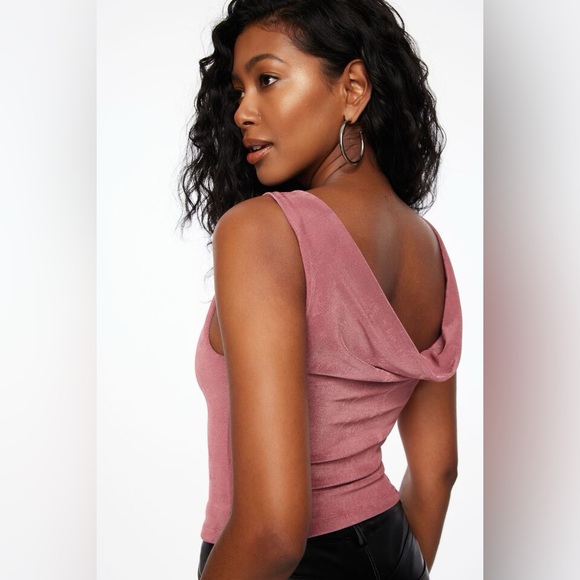 Slinky Cowl Back Top in Dusty Pink - Picture 2 of 3